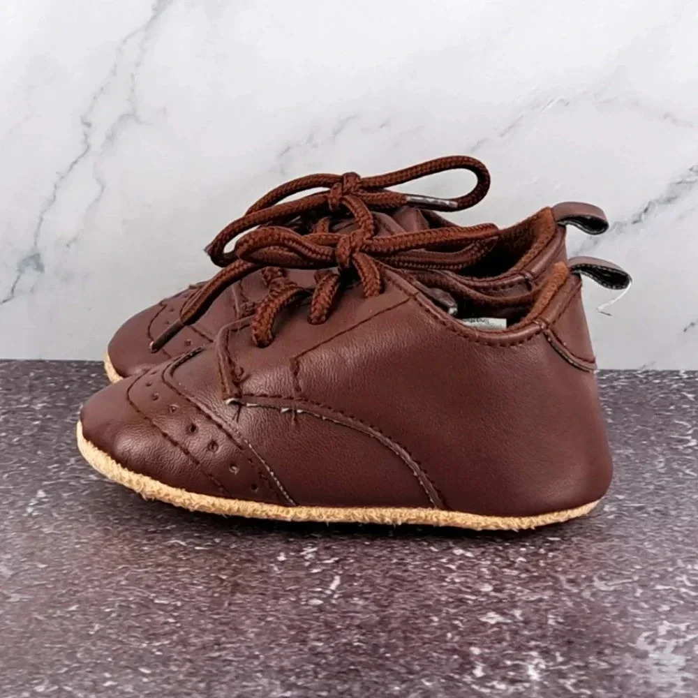 Little Treasure Infant Shoes - Boy's Dress Up Wingtip Brown - Sz 0-6 Months